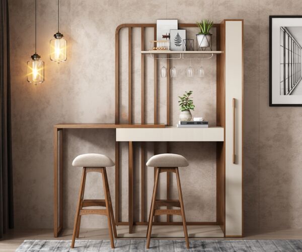 ركن قهوة مع كراسي بار ماتارا- بني