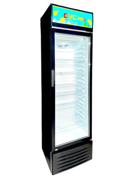 ثلاجة عرض جي في سي برو 338لتر - اسود