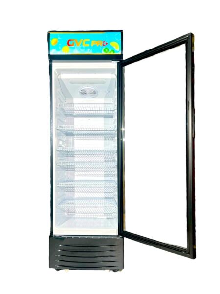 ثلاجة عرض جي في سي برو 338لتر - اسود