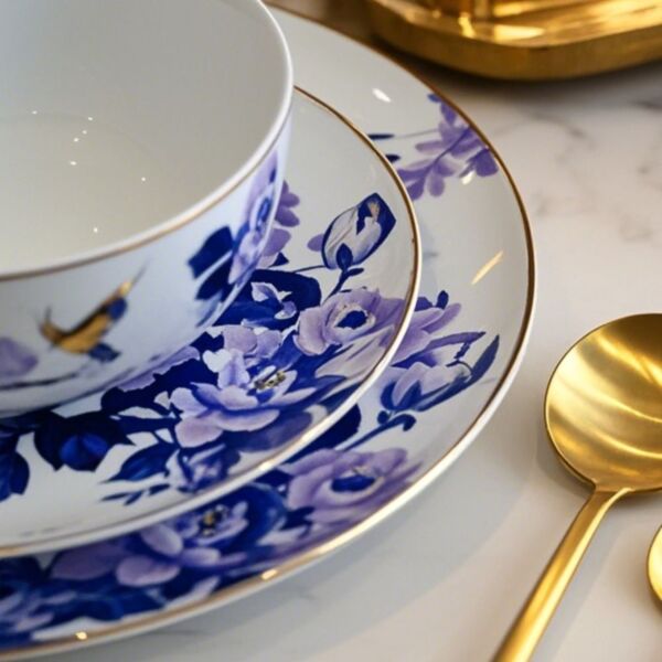 طقم صحون عشاء فلورال 12 قطعة - متعدد الألوان