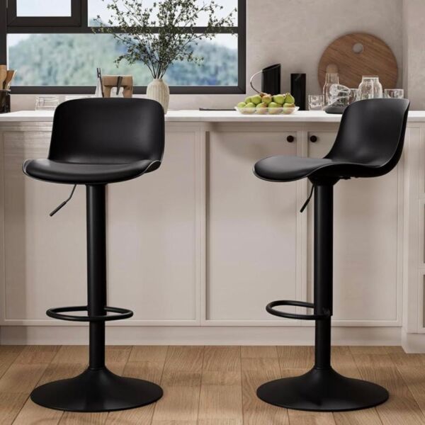 كرسي مرتفع جلد ايليم - اسود