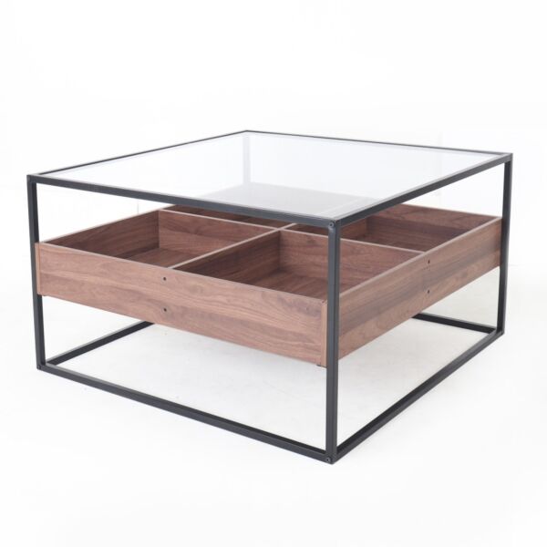 طاولة قهوة سوسال لون بني واسود 80 سم