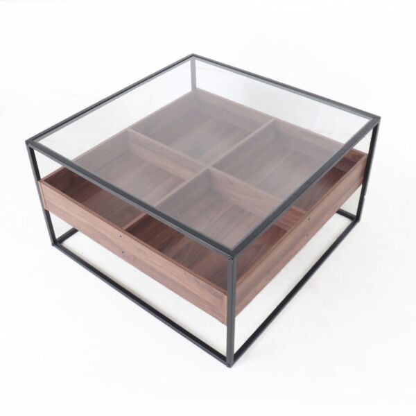 طاولة قهوة سوسال لون بني واسود 80 سم