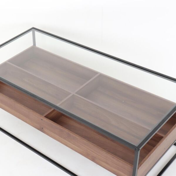 طاولة قهوة زجاجية ألورا - بني واسود