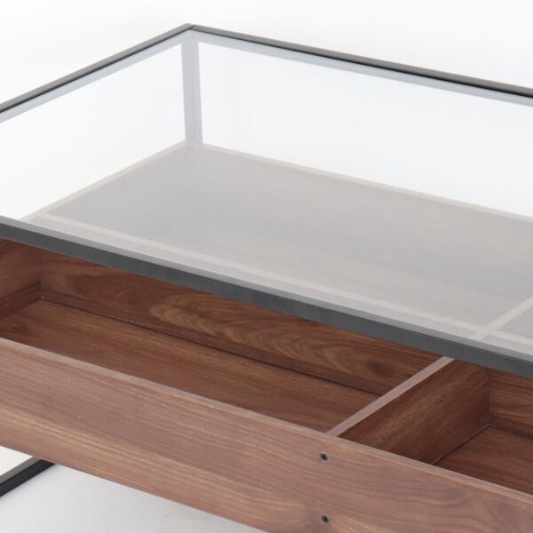 طاولة قهوة زجاجية ألورا - بني واسود