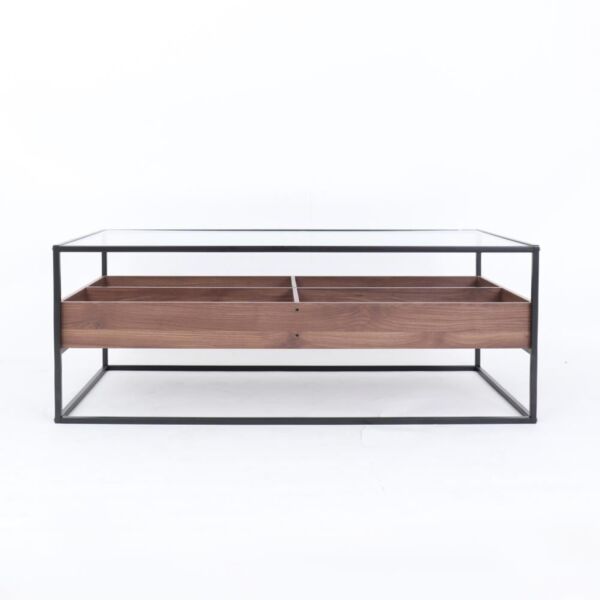 طاولة قهوة زجاجية ألورا - بني واسود