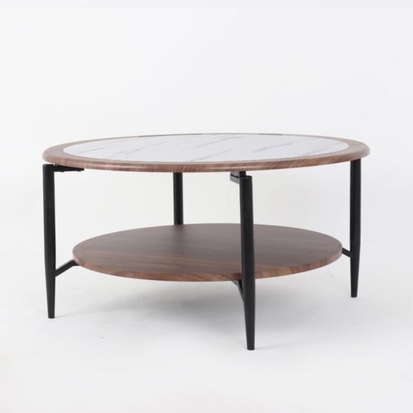 طاولة قهوة دائرية فيسون - بني ومتعدد الالوان