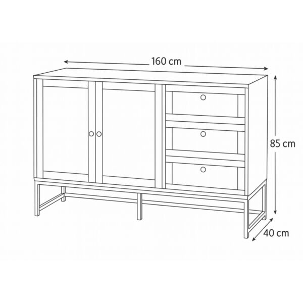كونسول خشبي لوران إلان - 3 ابواب - بني