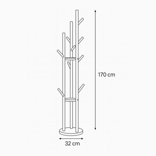 علاقة ملابس أرضية 170 سم - ذهبي وابيض