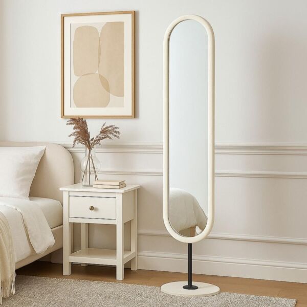 مرآة أرضية صوفيا 169 سم - ابيض
