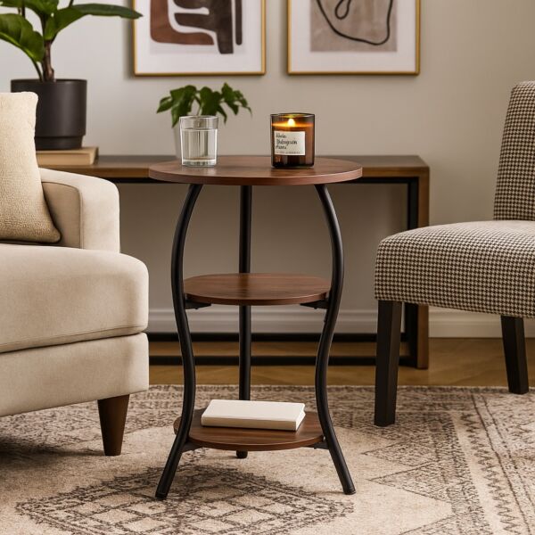 طاولة جانبية بارلا - 3 ادوار - بني غامق