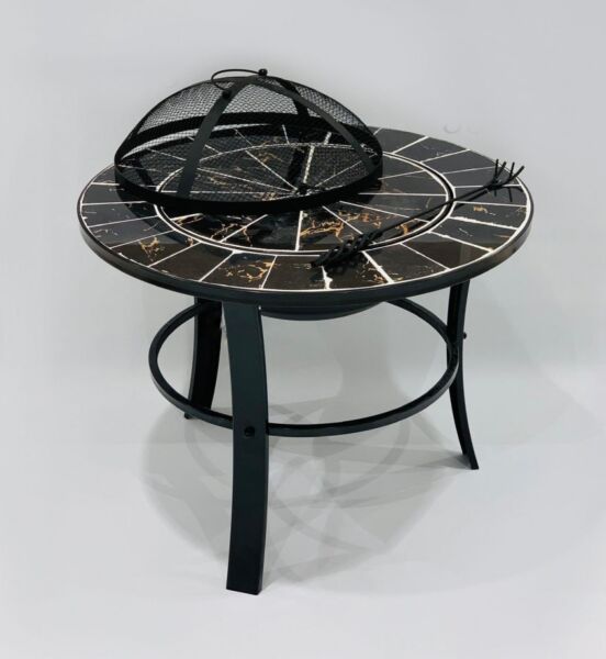 موقد نار دائري بقواعد معدنية - أسود