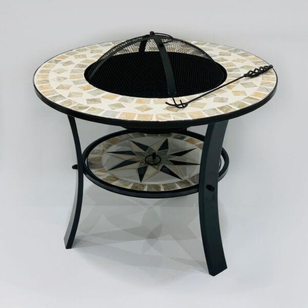 موقد نار حجري - أسود وبيج