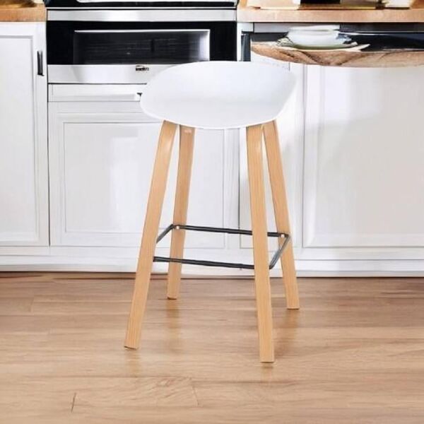 كرسي مرتفع موريتا - ابيض وبني خشبي