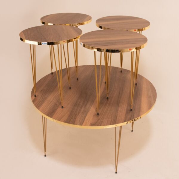 طقم طاولات دائري-بني