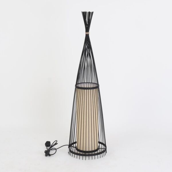 مصباح ارضي من الخيزران - اسود