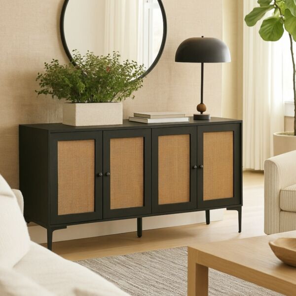 كونسول راتان خشبي كينو - خشبي واسود