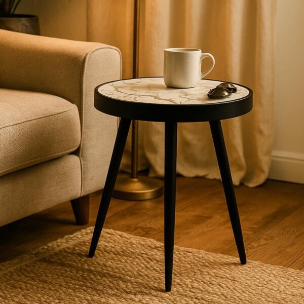 طاولة جانبية ارتين - اسود وابيض