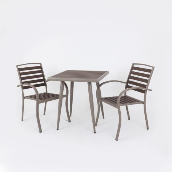 طقم طاولة مع مقعدين خارجي شينزو - بني