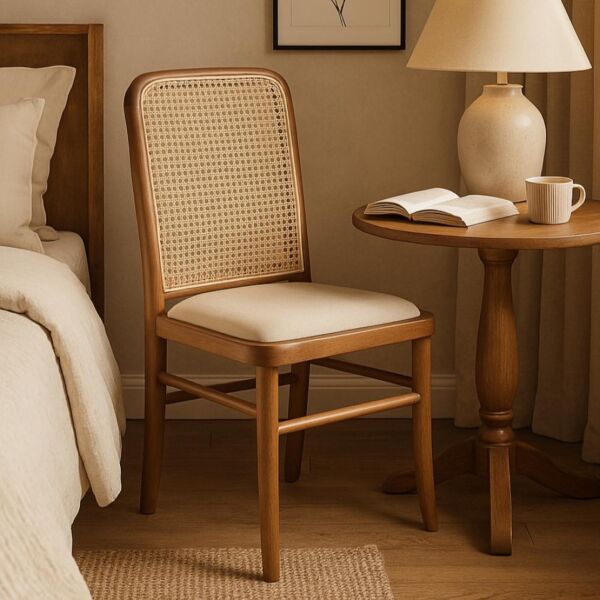 كرسي طعام كلاسيكي - بيج وبني