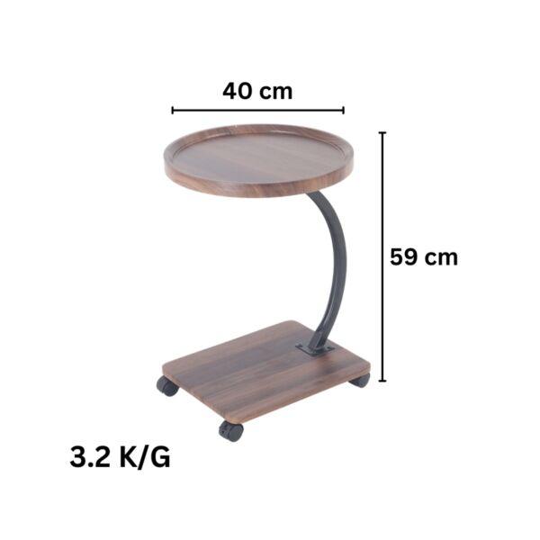 طاولة جانبية بعجلات ريترو - بني