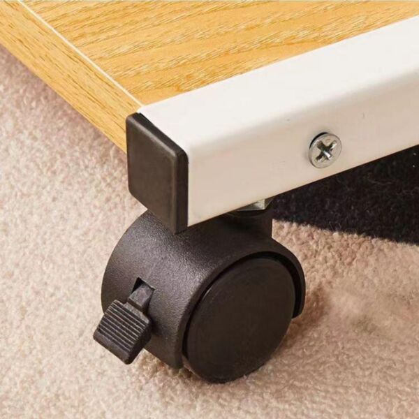 طاولة خدمة بعجلات رولكس - ابيض وخشبي