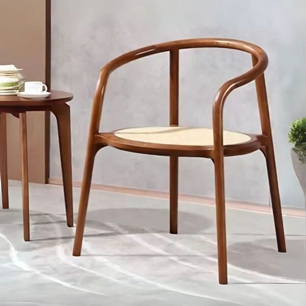 كرسي مفرد خشب روزي - بيج وبني