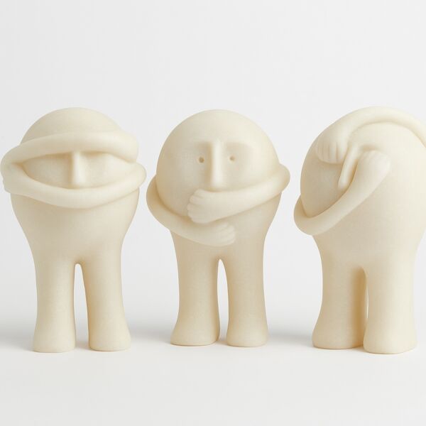 طقم تحفة ديكوريه بايرو - 3 قطع - اوف وايت