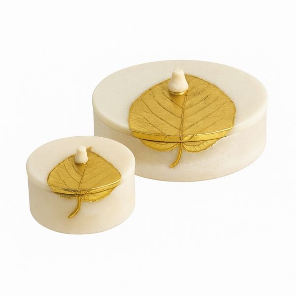 طقم علبة ديكوريه بغطاء امارتشا - 2 قطع - بيج