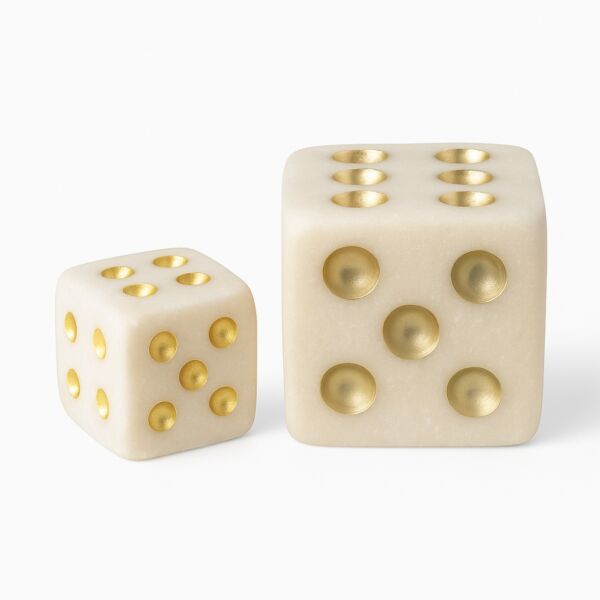 طقم تحفة ديكوريه شكل نرد سكواد - 2 قطع - بيج