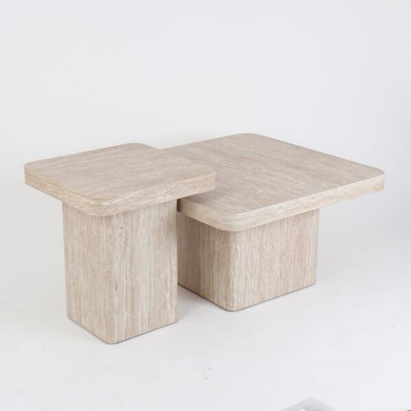 طقم طاولة قهوة مودرن سبايكو - 2 قطع - بيج