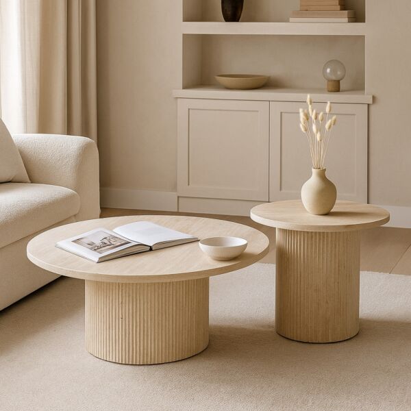 طقم طاولة قهوة هارفي - 2 قطع - بيج