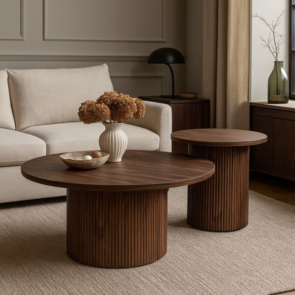 طقم طاولة قهوة هارفي - 2 قطع - بني غامق