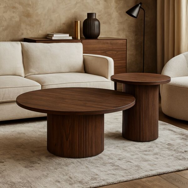 طقم طاولة قهوة هارفي - 2 قطع - بني غامق