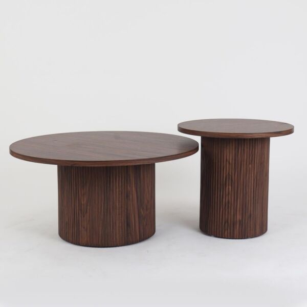 طقم طاولة قهوة هارفي - 2 قطع - بني غامق