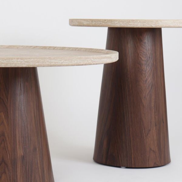 طقم طاولة قهوة مالينا - 2 قطع - بني غامق وبيج