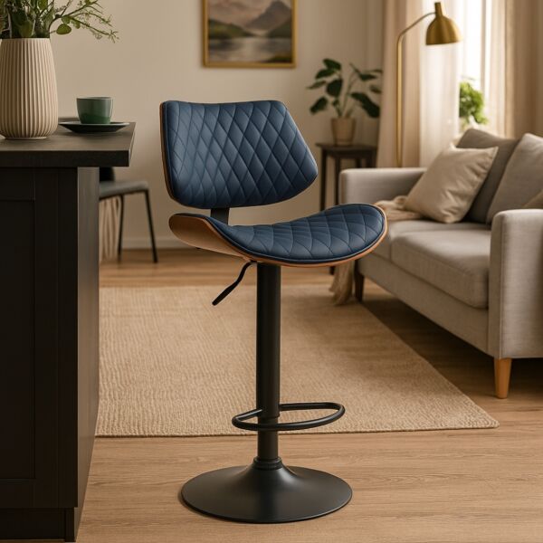 كرسي مرتفع آسيا - اسود وازرق غامق