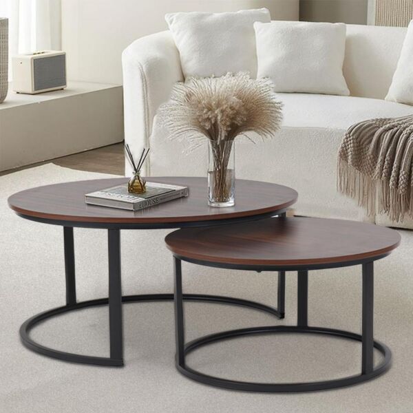 طقم طاولة قهوة أوربت - 2 قطع - بني غامق