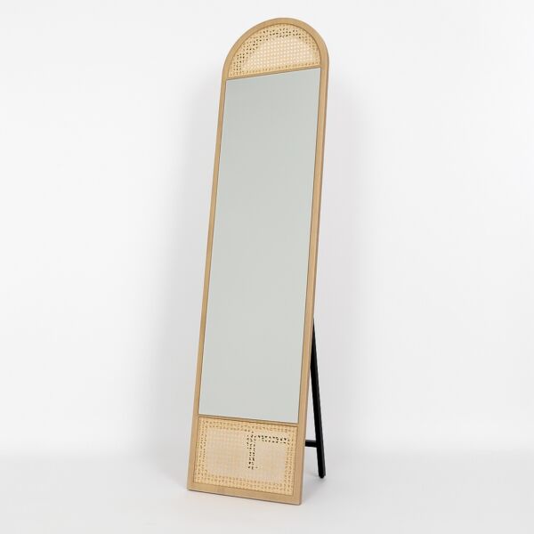 مرآة أرضية راتان - خشبي