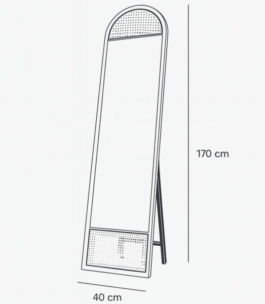 مرآة أرضية راتان - خشبي