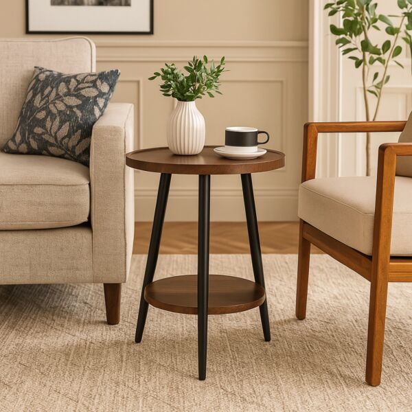 طاولة جانبية فابري - بني غامق