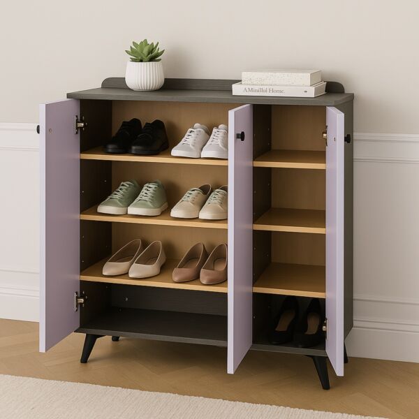 خزانة احذية 3 ابواب شيكو - ابيض وبني