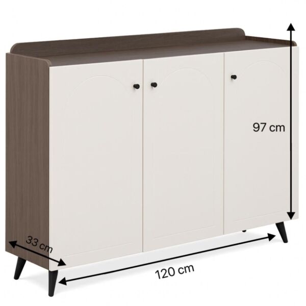 خزانة احذية 120سم - ابيض وبني