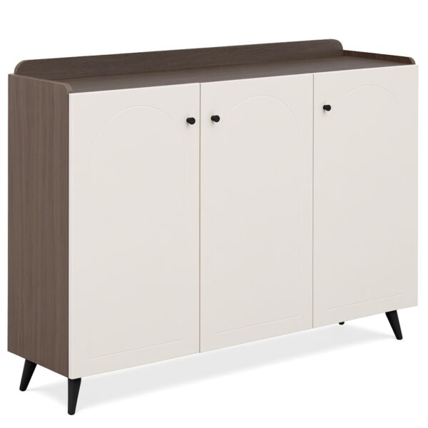 خزانة احذية 120سم - ابيض وبني