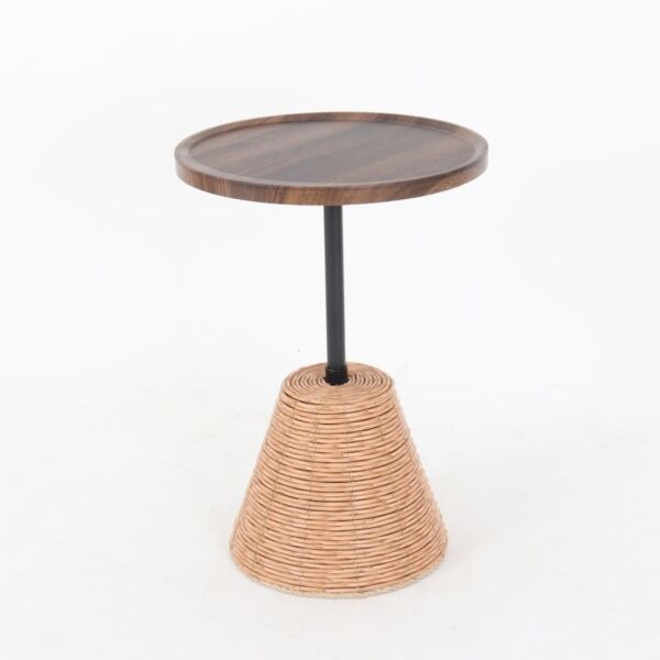 طاولة خدمة خشب بقواعد خزف رونا - بني واسود