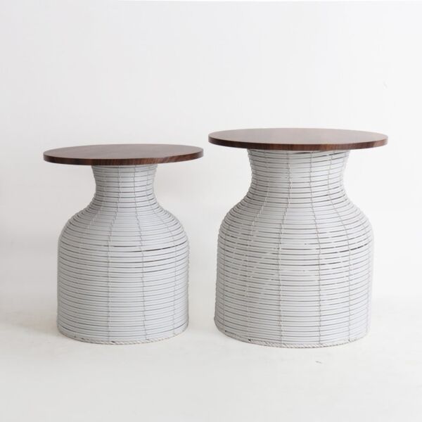 طاولة قهوة وطاولة جانبية سيما - ابيض