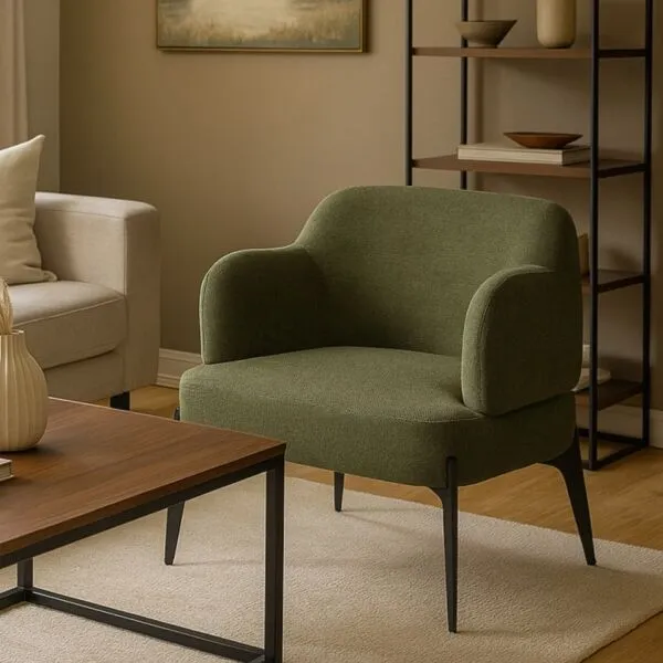 كرسي مفرد مخمل روبيرتو - اخضر غامق