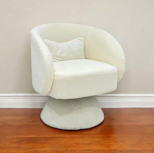 كرسي مفرد بوكليه روبين - أبيض