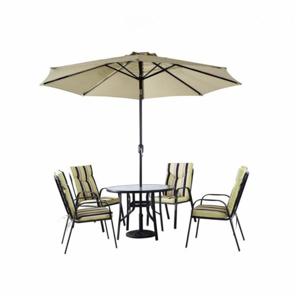 طقم طاولة طعام خارجية مع مظلة 4 كرسي صاني
