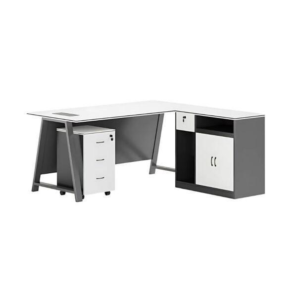 طاولة مكتب 160سم تشونسو - ابيض ورمادي